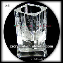 K9 Crystal Pen Holder con imagen grabada al agua fuerte